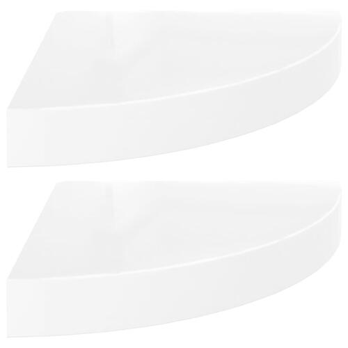 Hjørnehylder 2 stk. 25x25x3,8 cm MDF hvid højglans