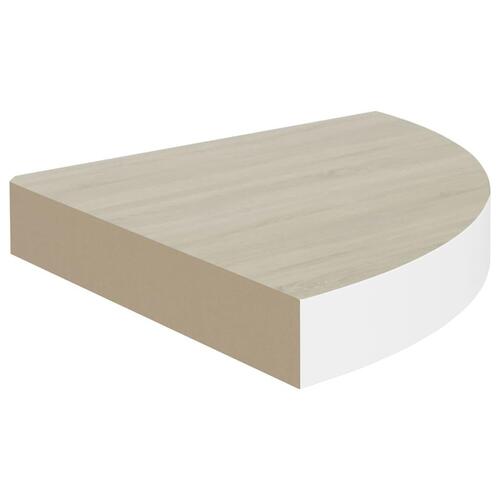Hjørnehylde 25x25x3,8 cm MDF egetræsfarve og hvid