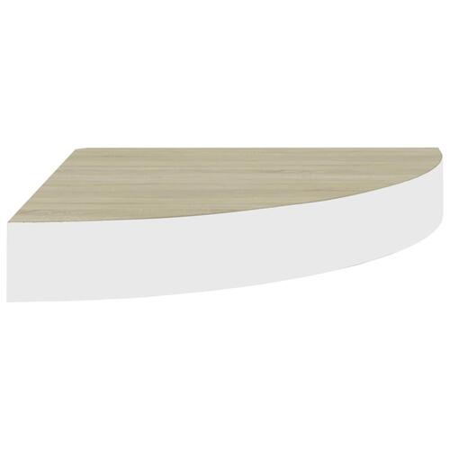 Hjørnehylde 25x25x3,8 cm MDF egetræsfarve og hvid