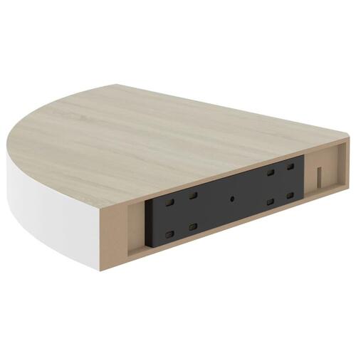 Hjørnehylde 25x25x3,8 cm MDF egetræsfarve og hvid