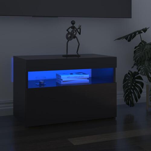 Sengebord med LED-lys 2 stk. 60x35x40 cm grå højglans