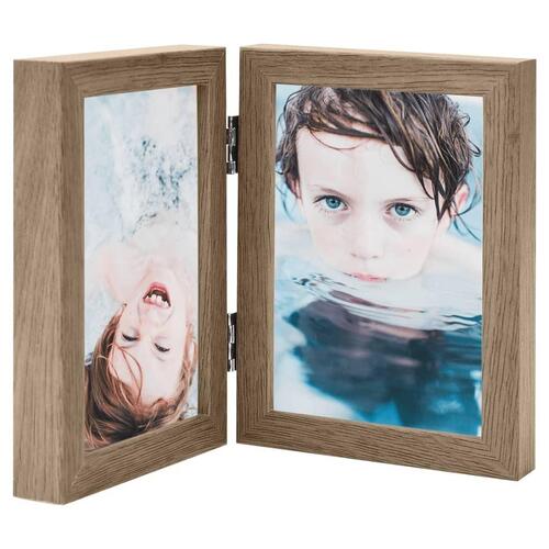 Folderamme til 2 billeder 2x(10x15 cm) lysebrun