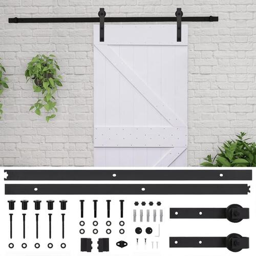 Skydedør med monteringssæt 90x210 cm massivt fyrretræ