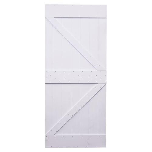Skydedør med monteringssæt 90x210 cm massivt fyrretræ