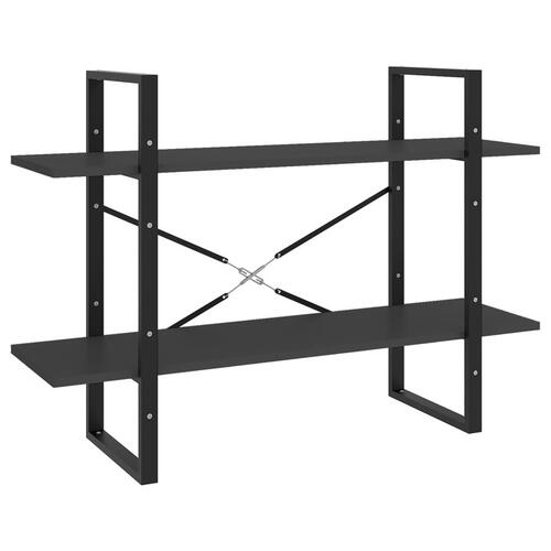 Bogreol med 2 hylder 100x30x70 cm konstrueret træ grå