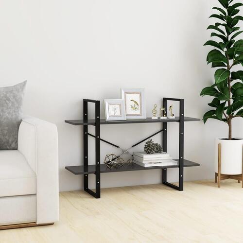 Bogreol med 2 hylder 100x30x70 cm konstrueret træ grå