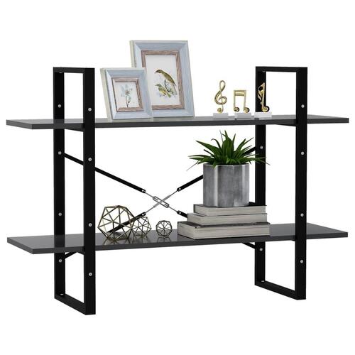 Bogreol med 2 hylder 100x30x70 cm konstrueret træ grå