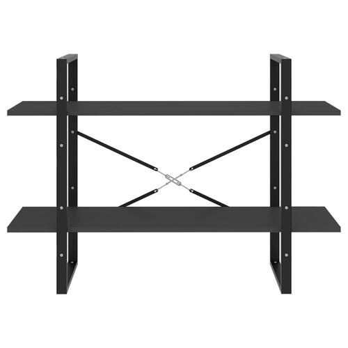 Bogreol med 2 hylder 100x30x70 cm konstrueret træ grå