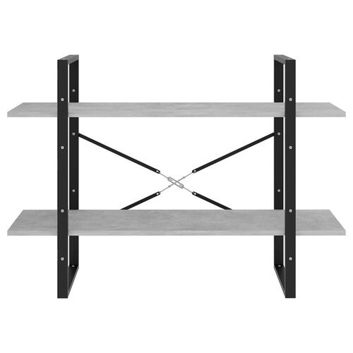Bogreol med 2 hylder 100x30x70 cm konstrueret træ betongrå