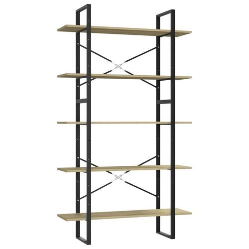 Bogreol med 5 hylder 100x30x175 cm konstrueret træ sonoma-eg