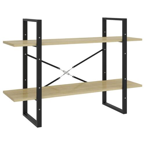 Bogreol med 2 hylder 100x30x70 cm konstrueret træ sonoma-eg