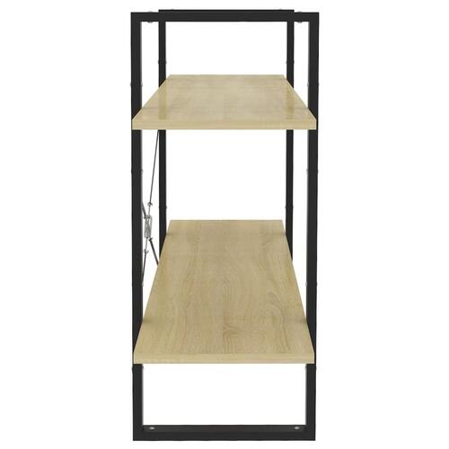 Bogreol med 2 hylder 100x30x70 cm konstrueret træ sonoma-eg