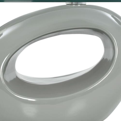 Sofabord med oval glasbordplade højglans grå