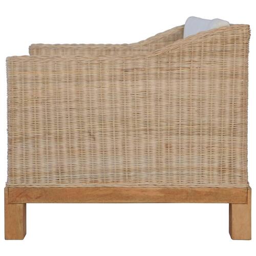 Lænestol med hynder naturlig rattan