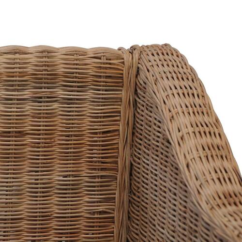Lænestol med hynder naturlig rattan
