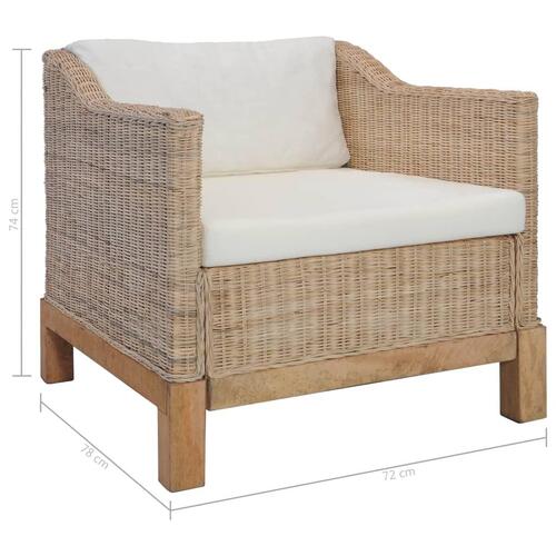 Lænestol med hynder naturlig rattan