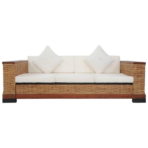 3-personers sofa med hynder naturlig rattan brun