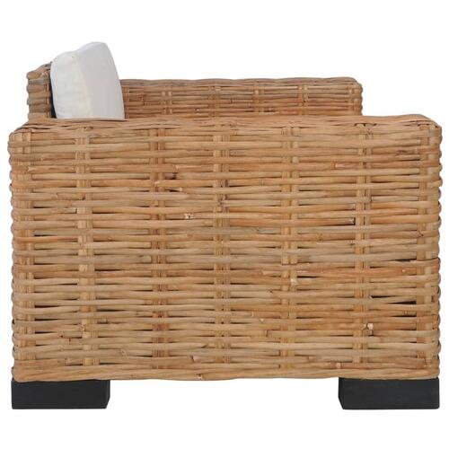 Lænestol med hynder naturlig rattan