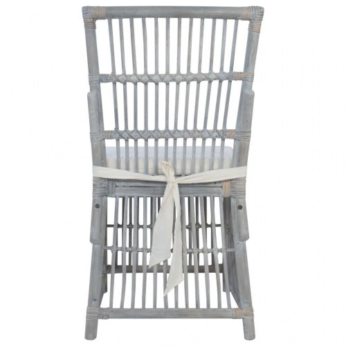 Spisebordsstole med hynder 2 stk. grå naturlig rattan