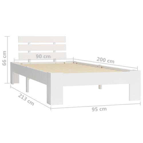 Sengestel massivt fyrretræ 90 x 200 cm hvid