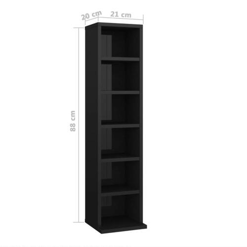 CD-reol 21 x 16 x 88 cm spånplade sort højglans