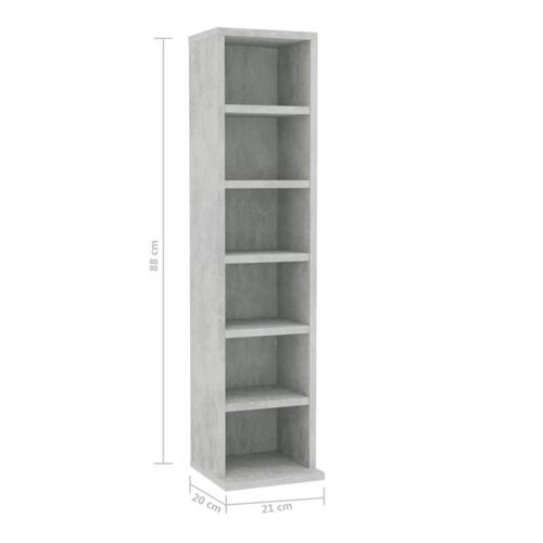Cd-reol 21x20x88 cm konstrueret træ betongrå