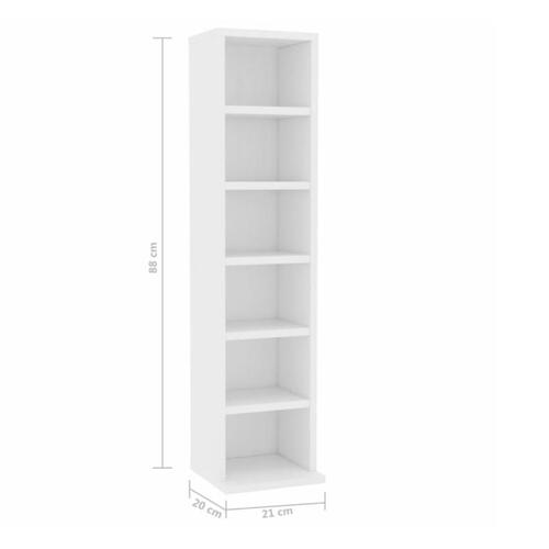 Cd-reol 21x20x88 cm konstrueret træ hvid
