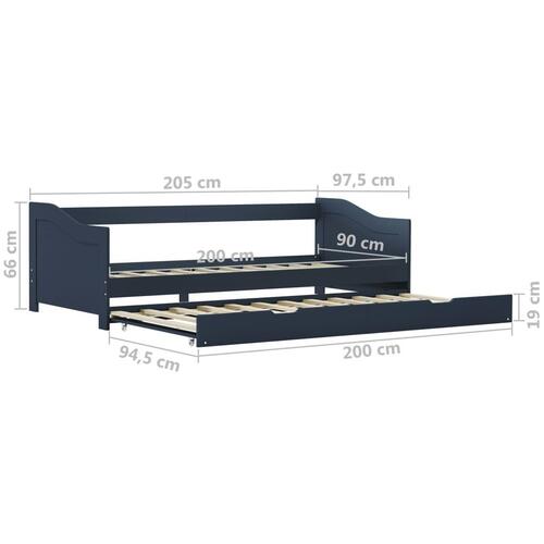 Sengestel udtræksseng 90 x 200 cm fyrretræ grå