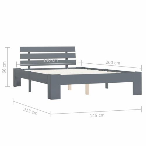 Sengestel massivt fyrretræ 140 x 200 cm grå