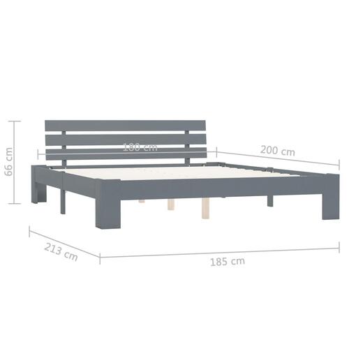 Sengestel massivt fyrretræ 180 x 200 cm grå