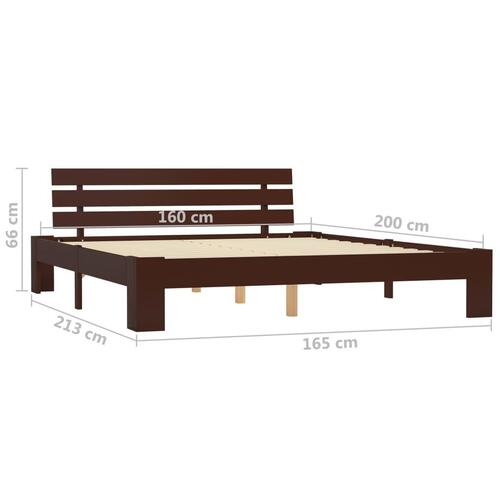 Sengestel massivt fyrretræ 160 x 200 cm mørkebrun