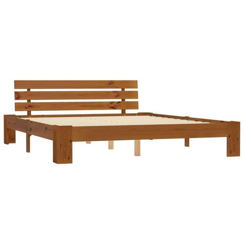 Sengestel massivt fyrretræ 160 x 200 cm gyldenbrun