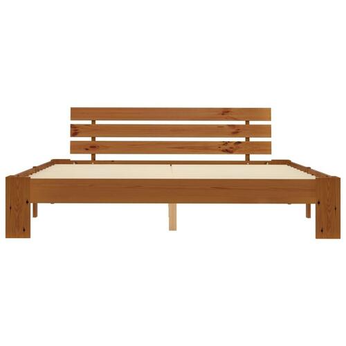 Sengestel massivt fyrretræ 160 x 200 cm gyldenbrun