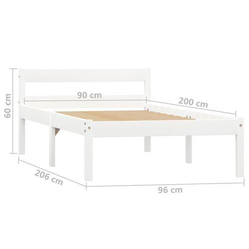 Sengestel massivt fyrretræ 90 x 200 cm hvid