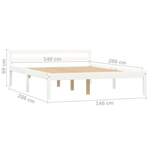 Sengestel massivt fyrretræ 140 x 200 cm hvid
