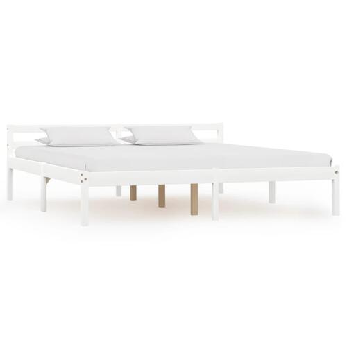 Sengestel massivt fyrretræ 160 x 200 cm hvid