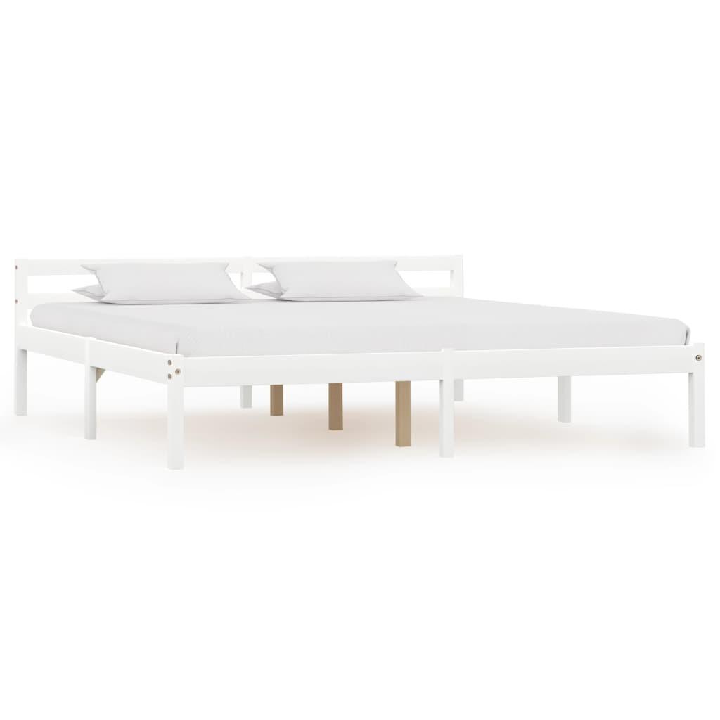 Sengestel massivt fyrretræ 160 x 200 cm hvid
