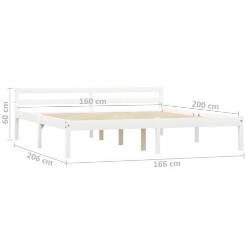 Sengestel massivt fyrretræ 160 x 200 cm hvid