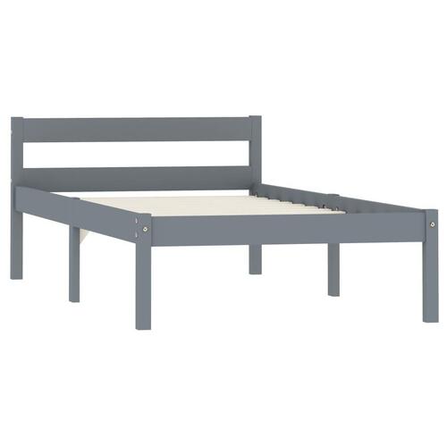Sengestel massivt fyrretræ 90 x 200 cm grå