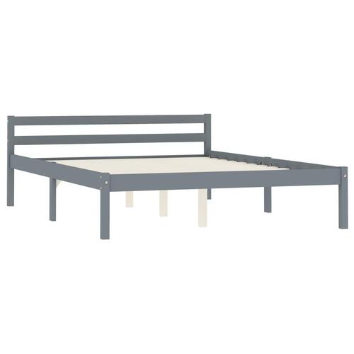 Sengestel massivt fyrretræ 120 x 200 cm grå
