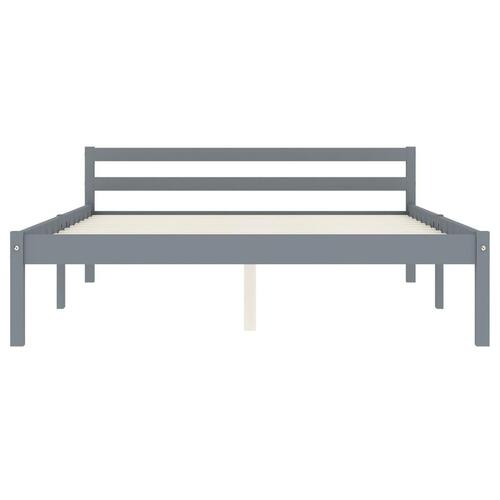 Sengestel massivt fyrretræ 140 x 200 cm grå