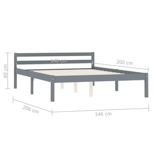 Sengestel massivt fyrretræ 140 x 200 cm grå