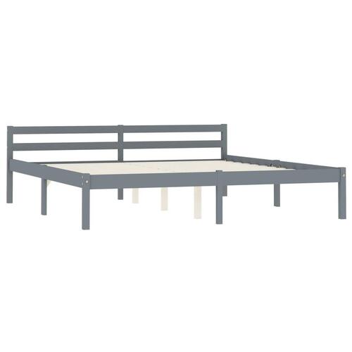 Sengestel massivt fyrretræ 160 x 200 cm grå