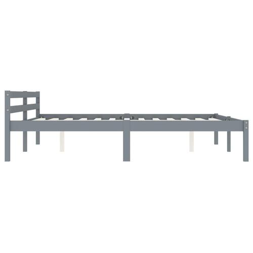Sengestel massivt fyrretræ 160 x 200 cm grå