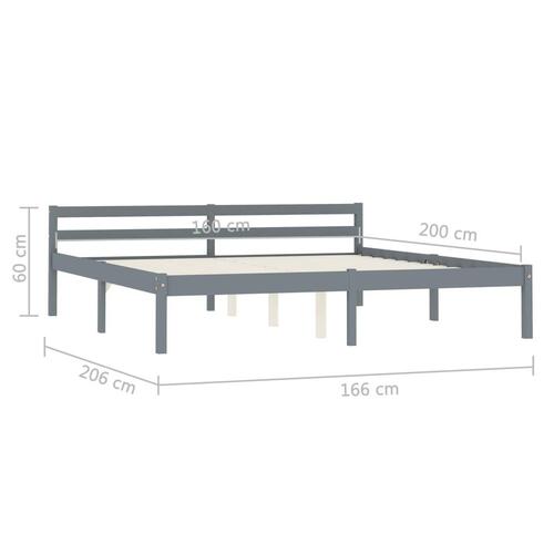 Sengestel massivt fyrretræ 160 x 200 cm grå