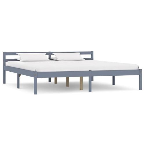 Sengestel massivt fyrretræ 180 x 200 cm grå