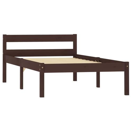 Sengestel massivt fyrretræ 100 x 200 cm mørkebrun