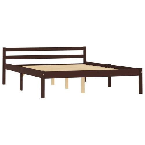 Sengestel massivt fyrretræ 140 x 200 cm mørkebrun