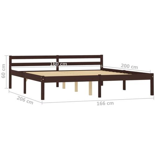 Sengestel massivt fyrretræ 160 x 200 cm mørkebrun