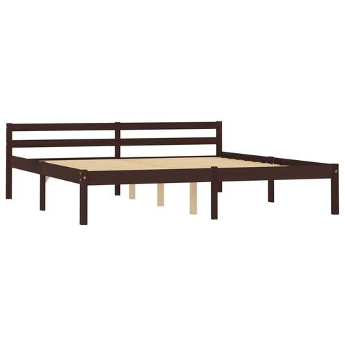 Sengestel massivt fyrretræ 180 x 200 cm mørkebrun
